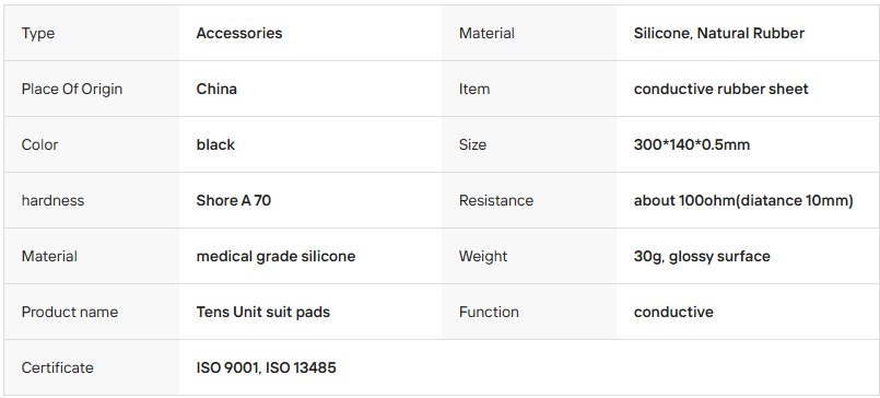 Medical-Grade Conductive Silicone Rubber for TENS/EMS Electrode Pads in sheet and roll forms