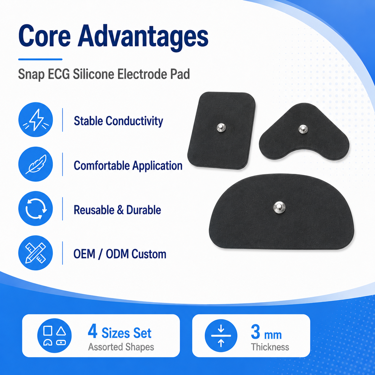 Flexible and comfortable medical-grade conductive silicone electrode pad