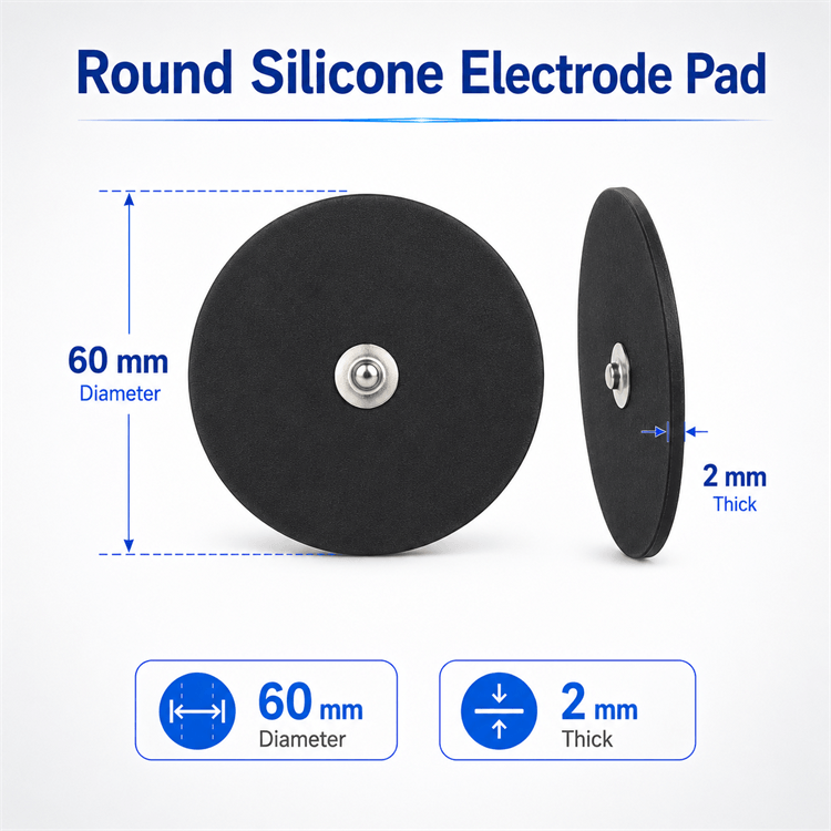 Snap ECG Silicone Electrode Pad 60mm for TENS and EMS therapy