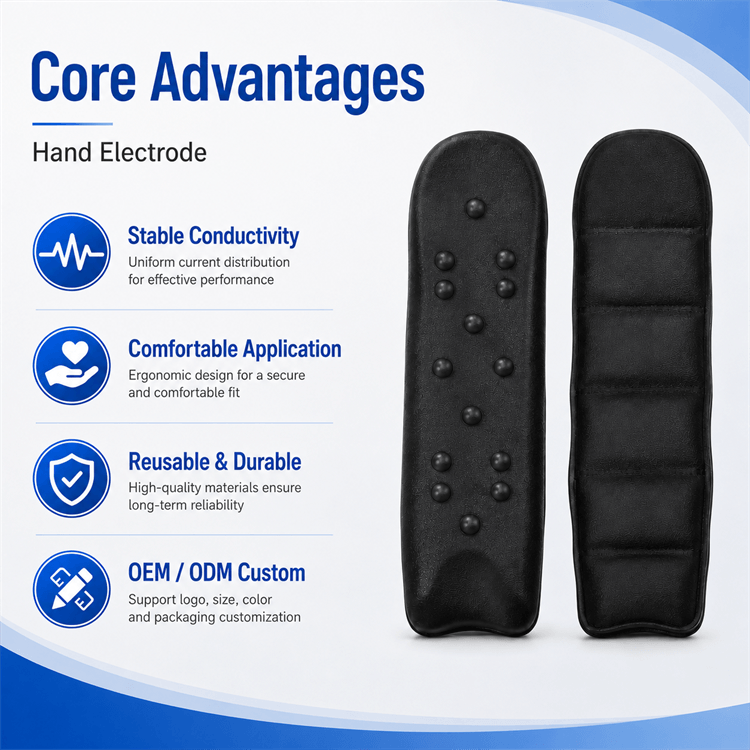 90x45mm Conductive fabric silicone composite hand electrode pad