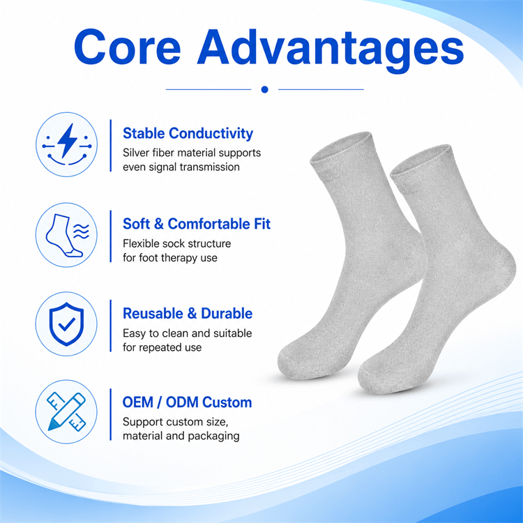 360-degree uniform conductivity and breathable knit of the silver fiber socks