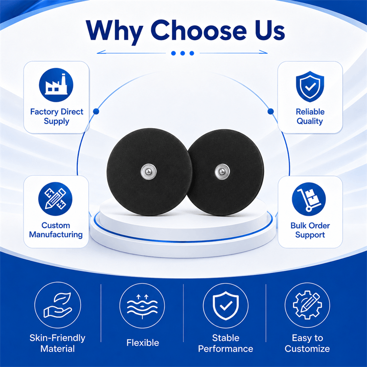 Technical specifications of 3.9mm snap button silicone electrode