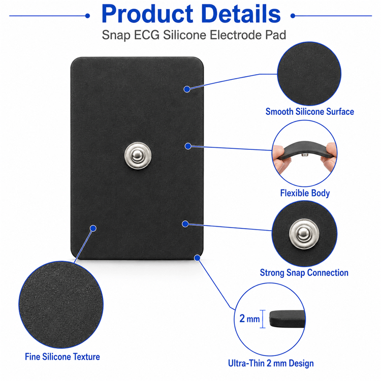 Step-by-step operation guide for applying the 3.9mm snap ECG electrode to human skin