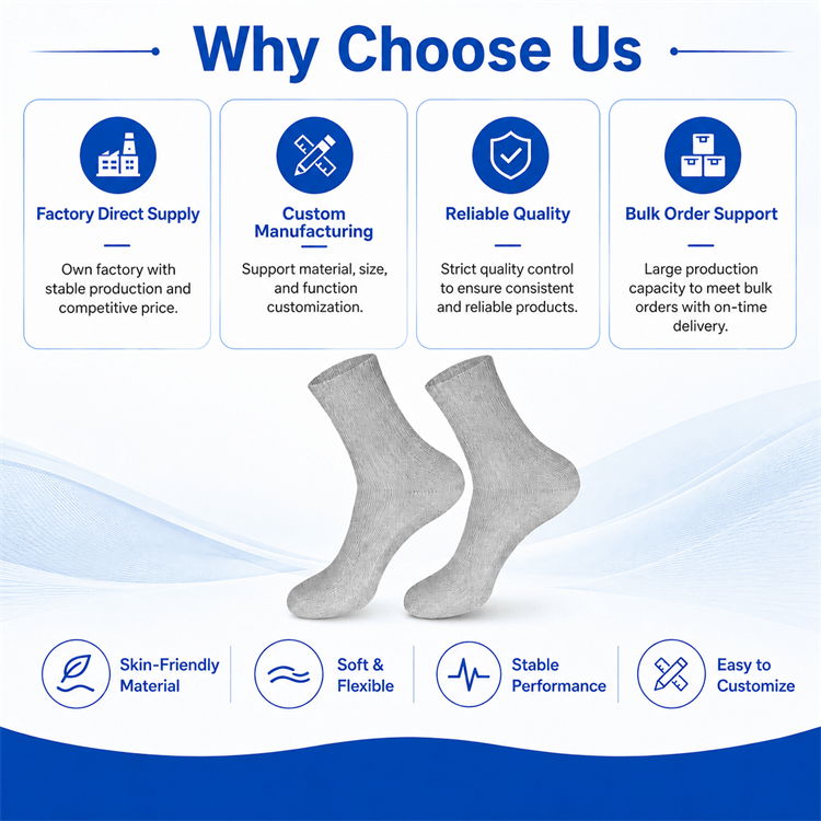 Technical specifications and dimensions of the reusable foot electrode socks