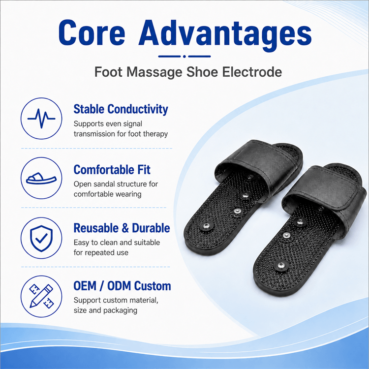 Detailed view of the 2.0 mm pin connector on the foot massage shoe