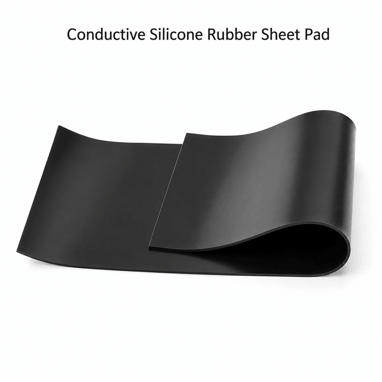 Conductive silicone rubber electrode pad showing smooth glossy surface for stable TENS EMS therapy
