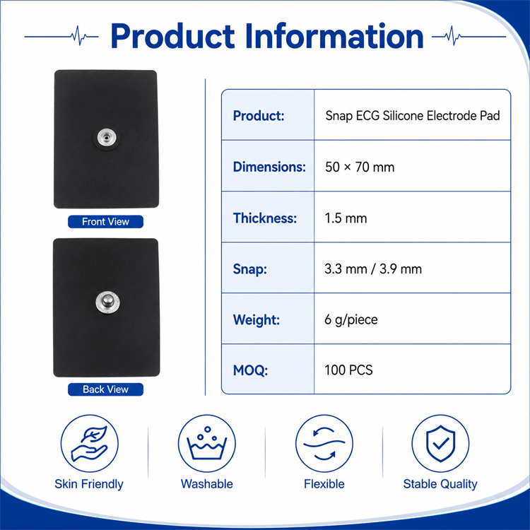 Individually packaged ECG silicone electrode pads in dust-proof ziplock bags