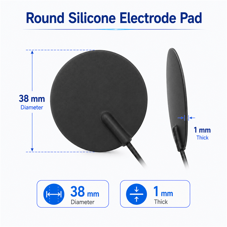 Round Conductive Silicone Electrode Pad for TENS and EMS Therapy