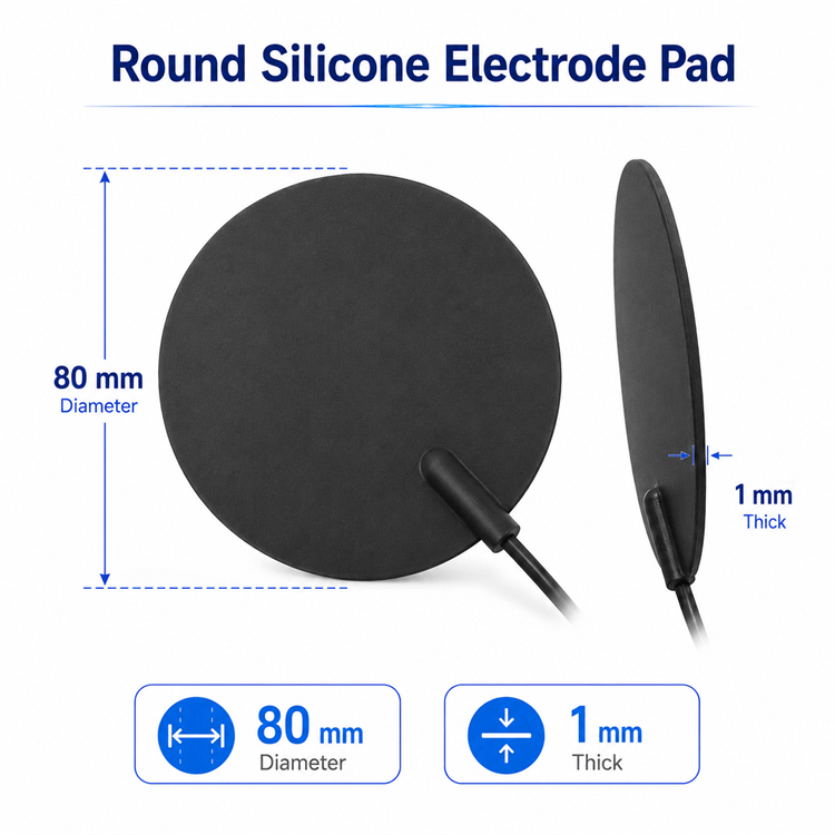 Round Silicone Electrode Pad 80mm for TENS and EMS Therapy