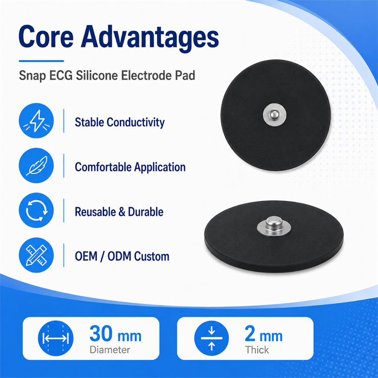 Flexible medical-grade silicone material of the ECG electrode pad