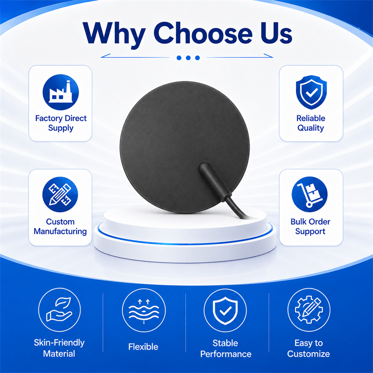 Black 80mm round silicone electrode pad physical dimensions