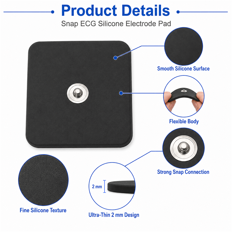 Step-by-step operation guide for applying the snap button electrode pad