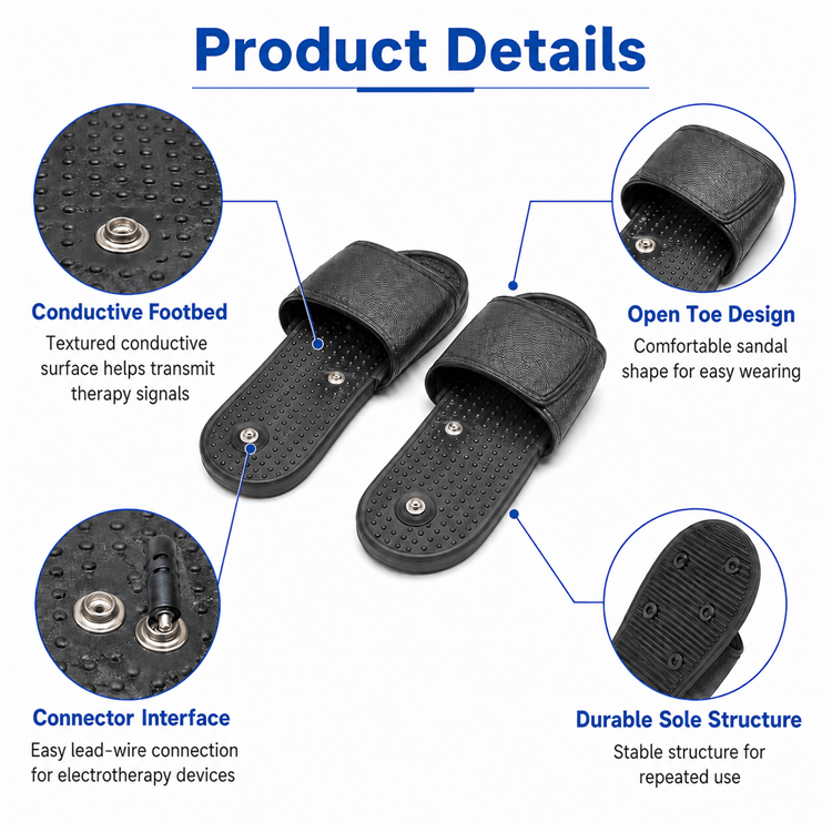 Proper connection and usage of the foot massage shoe with a TENS device