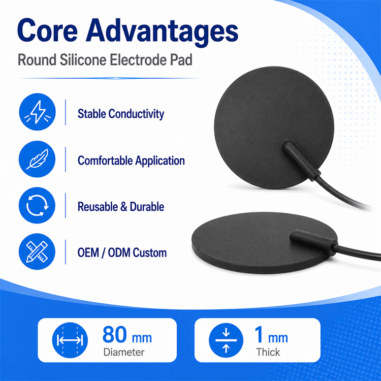Conductive Silicone Electrode Pad showing 2.0mm pin connectors